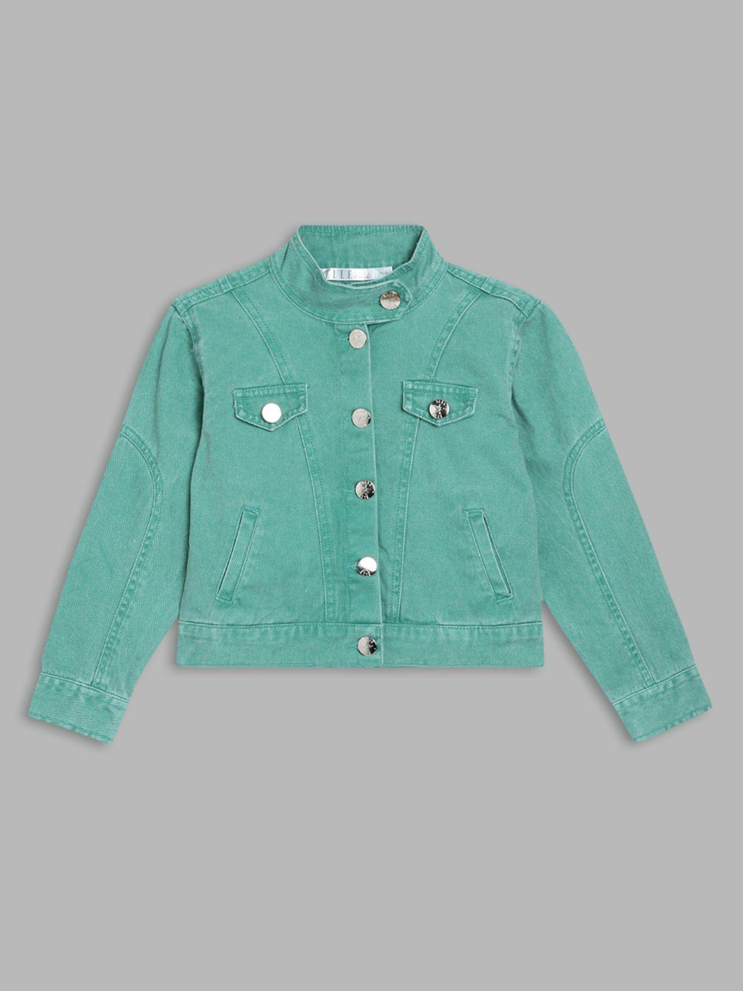 girls solid green jacket