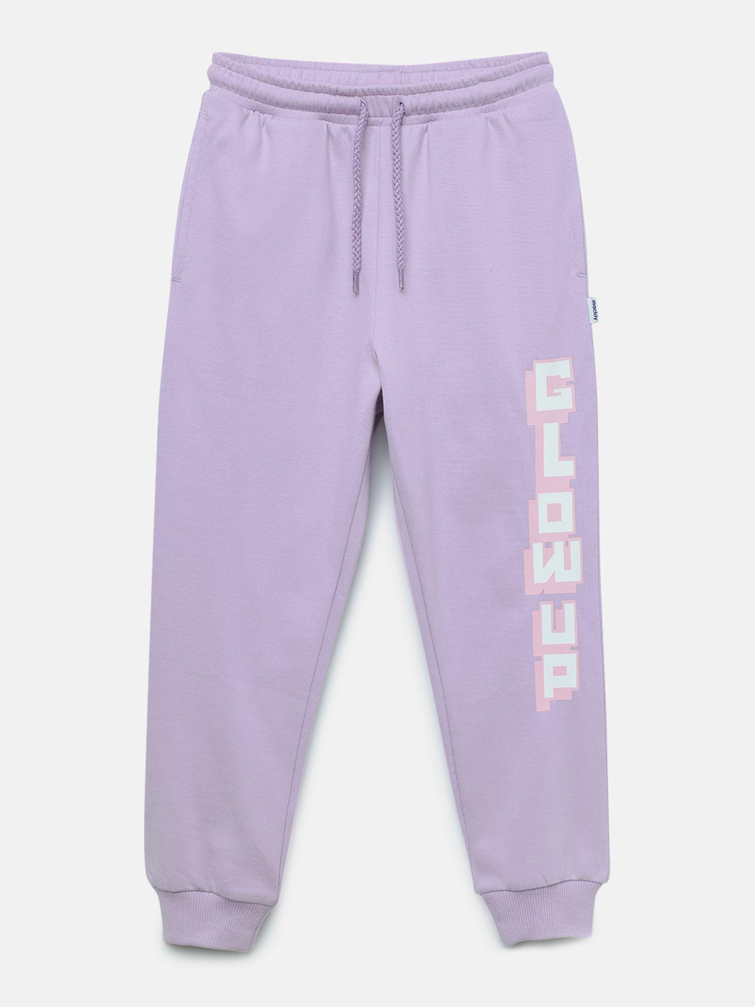 girls solid joggers pants purple