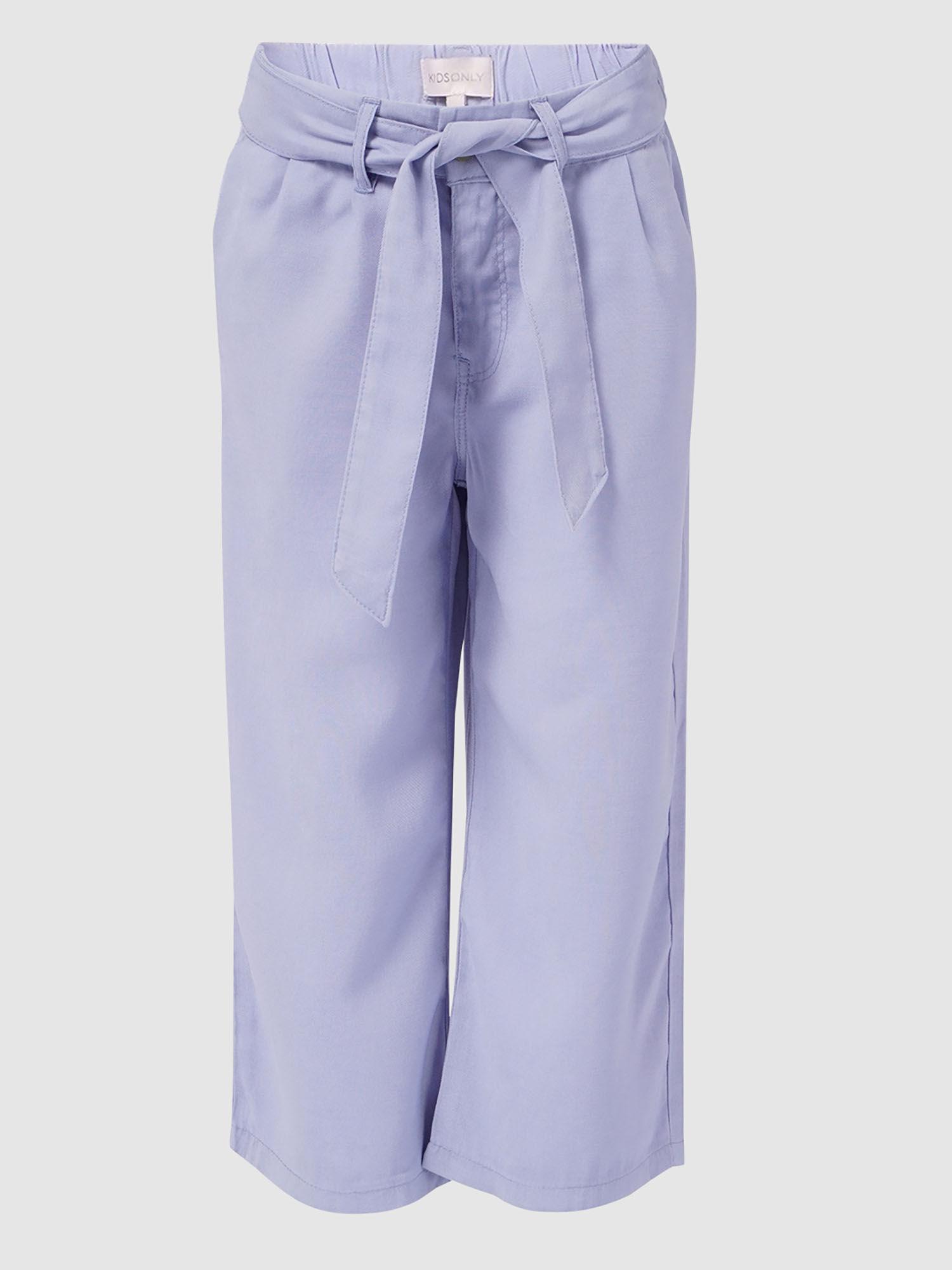 girls solid-plain purple trousers (set of 2)