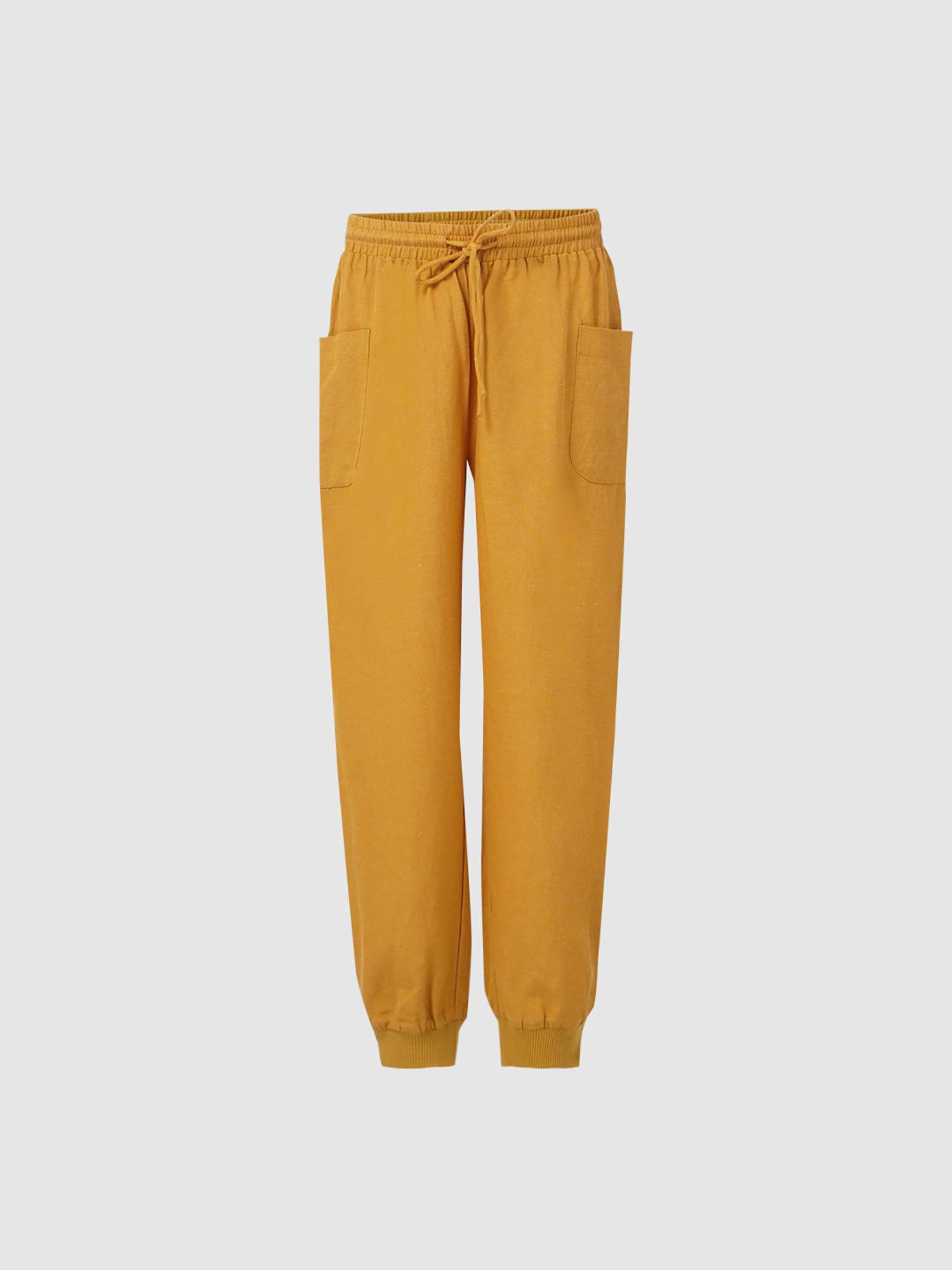 girls solid-plain yellow trackpant