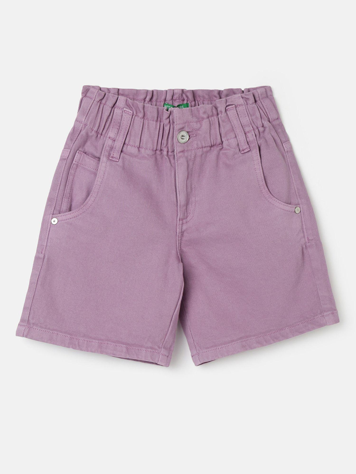 girls solid regular fit shorts