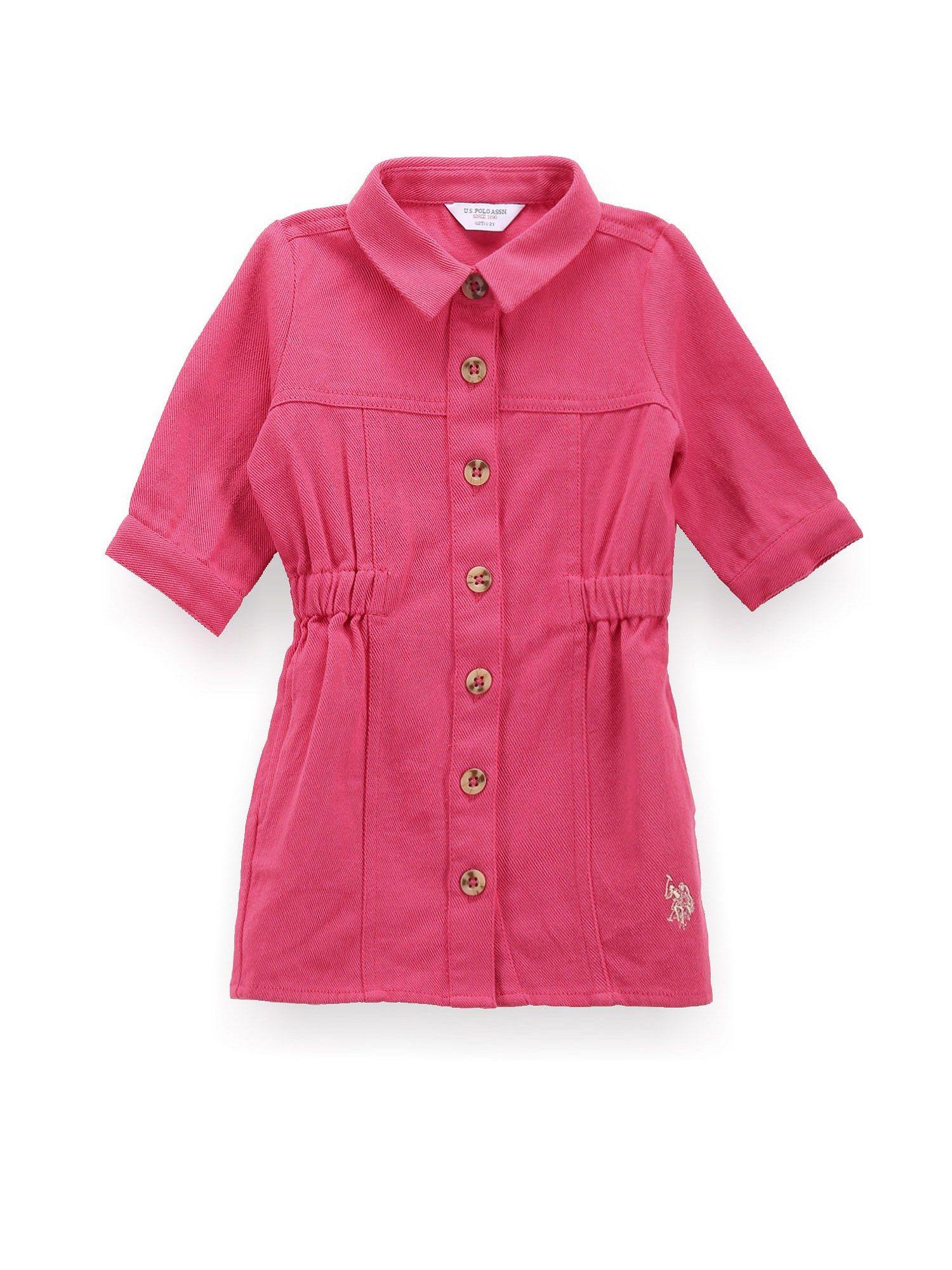 girls solid shirt dress pink