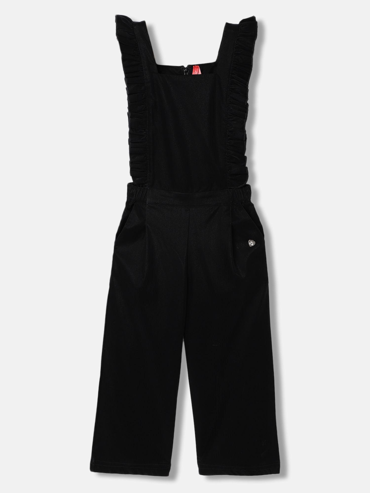 girls solid sleeveless square neck jumpsuit
