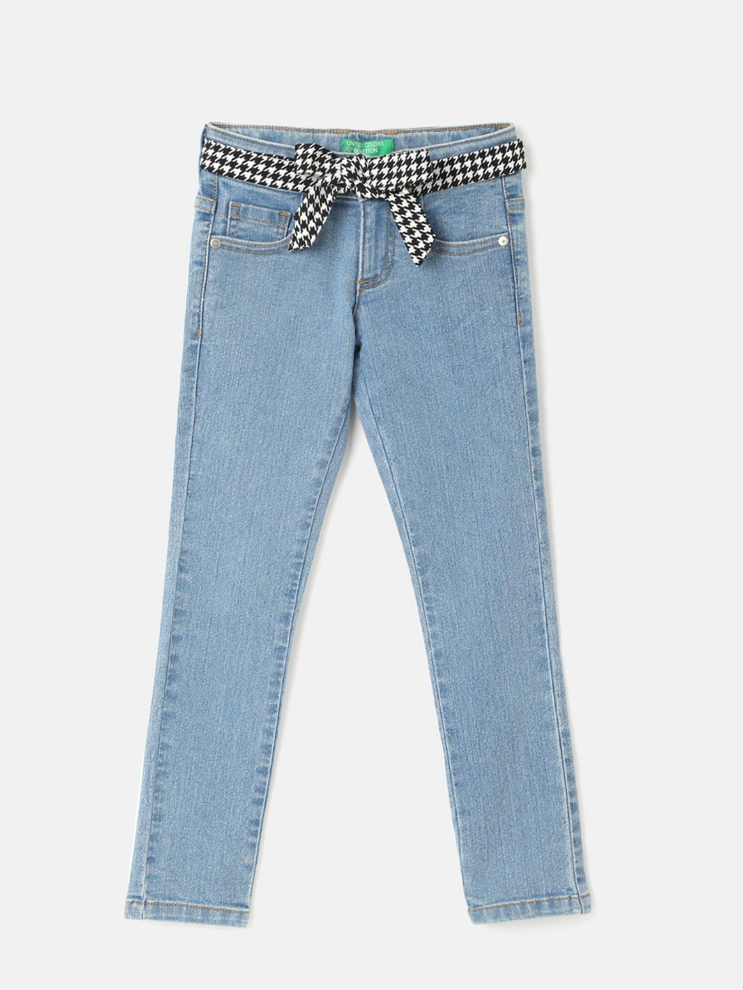 girls solid slim fit jeans (set of 2)