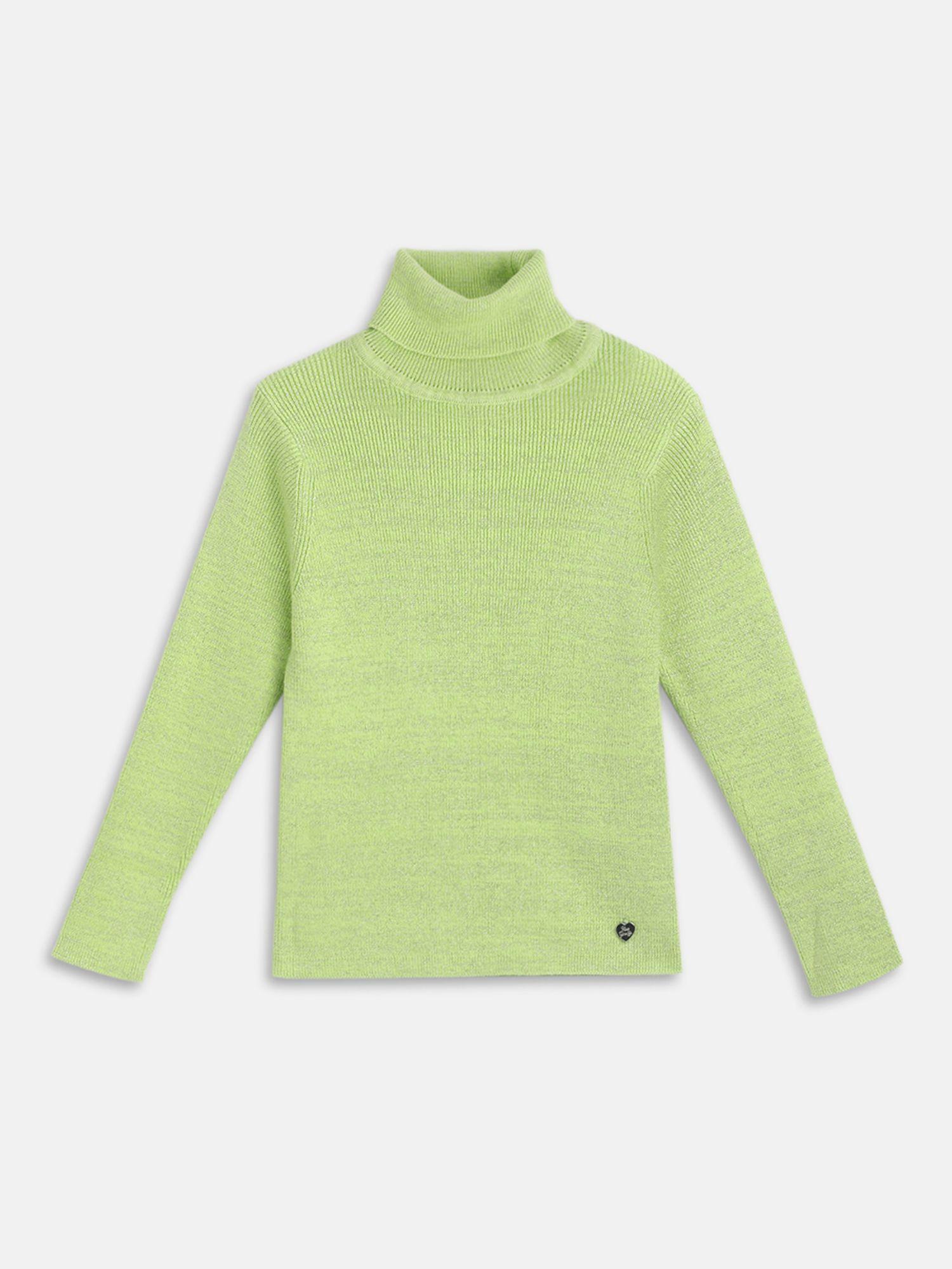 girls solid turtle neck pullover sweater