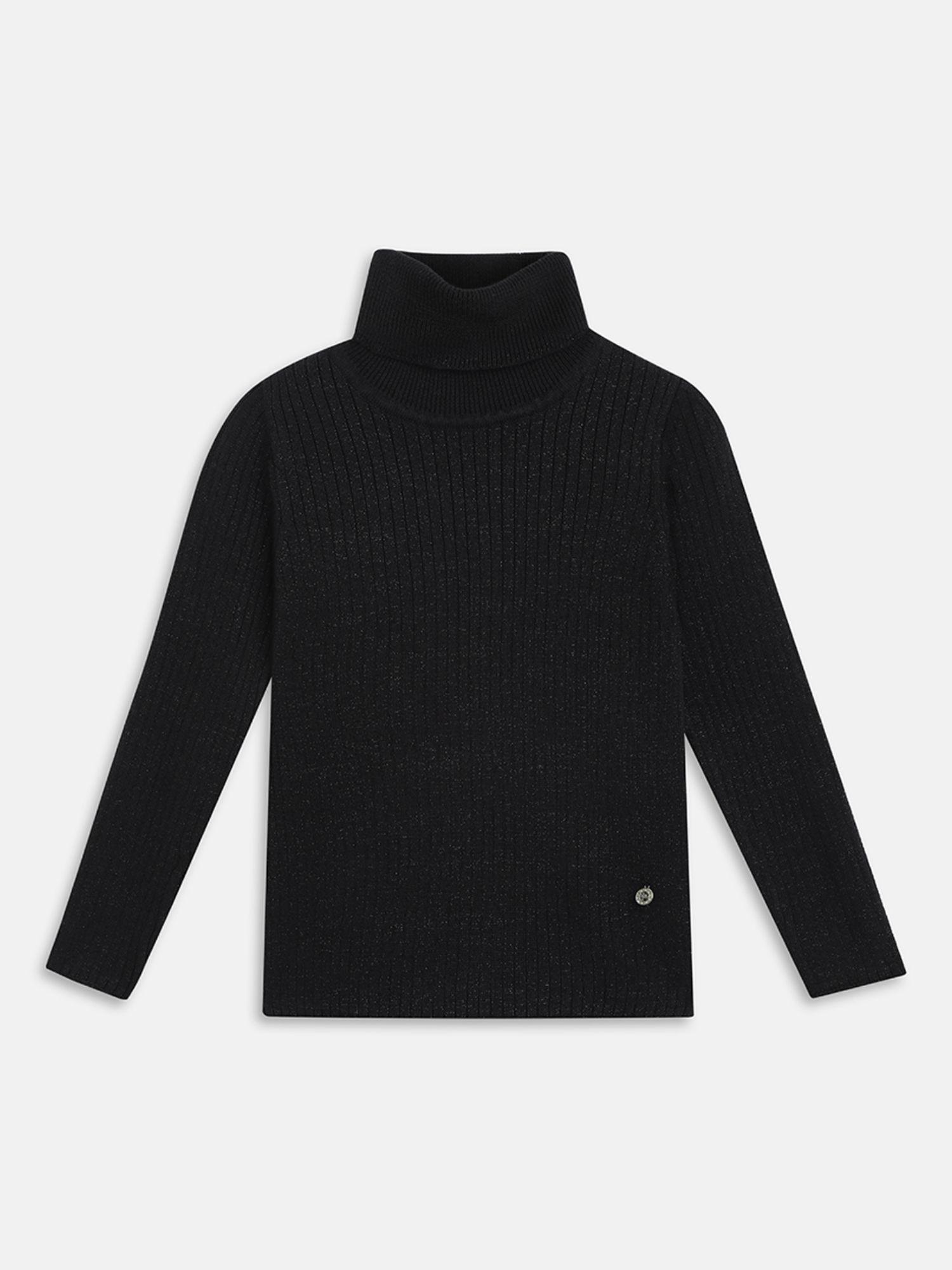 girls solid turtle neck pullover sweater