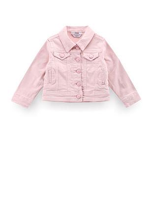 girls solid twill denim jacket