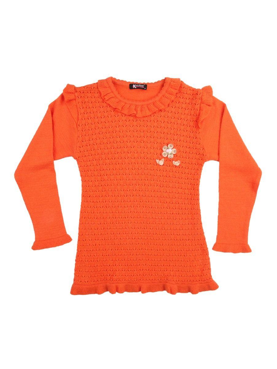 girls solid woolen sweater - mga7734873