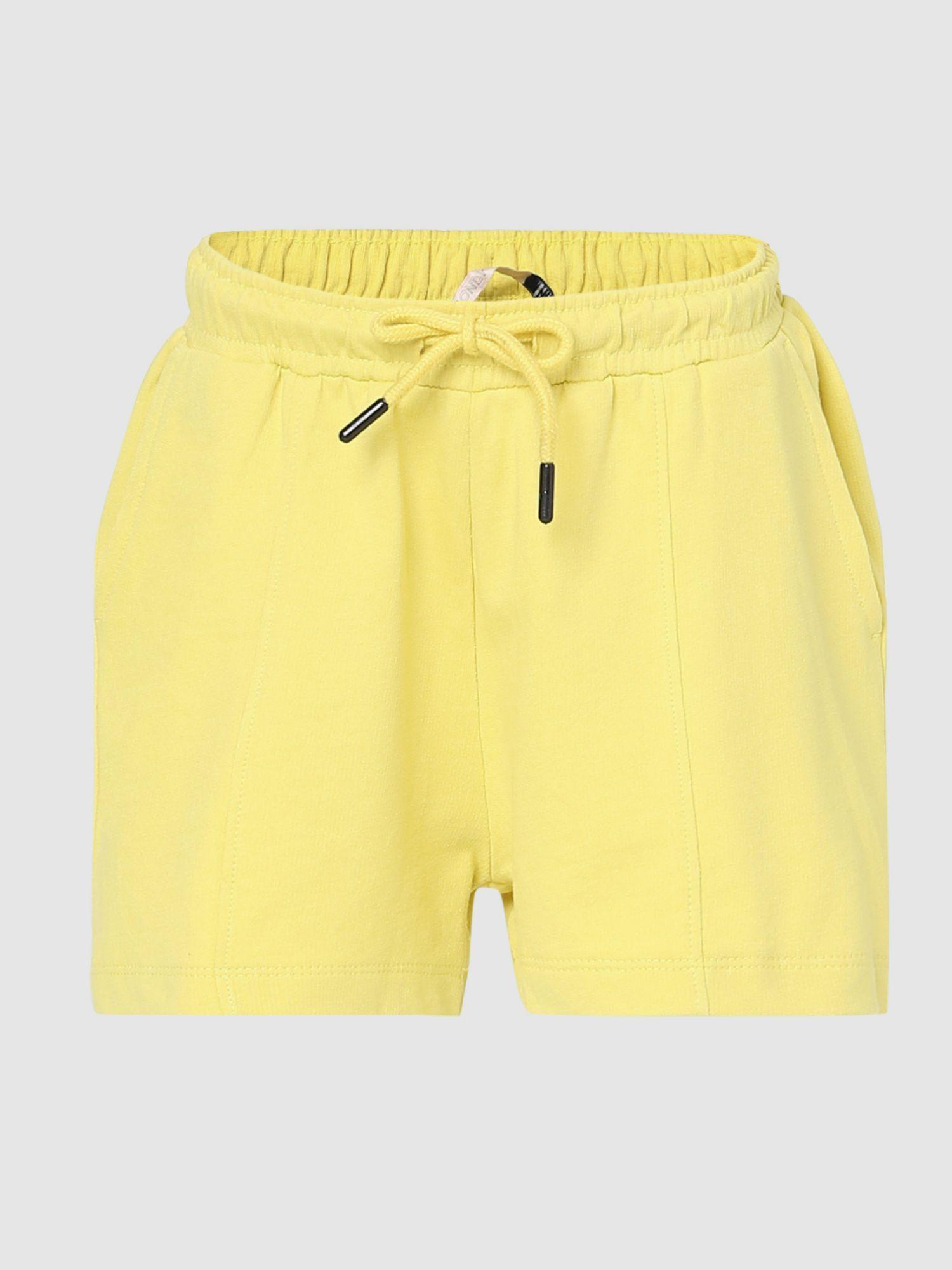 girls solid yellow shorts