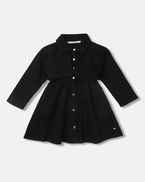 girls spread-collar shirt dress