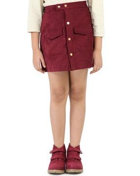 girls straight skirt with button closure