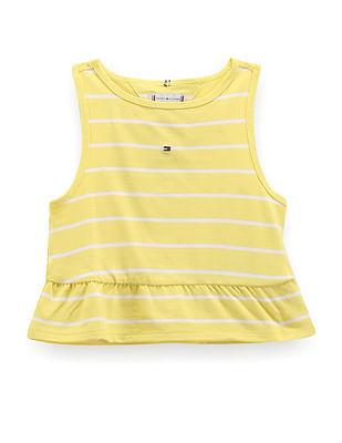 girls stripe fitted cropped t-shirt