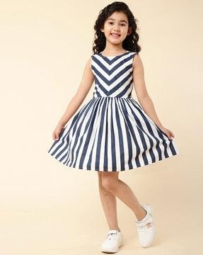 girls striped fit & flare dress