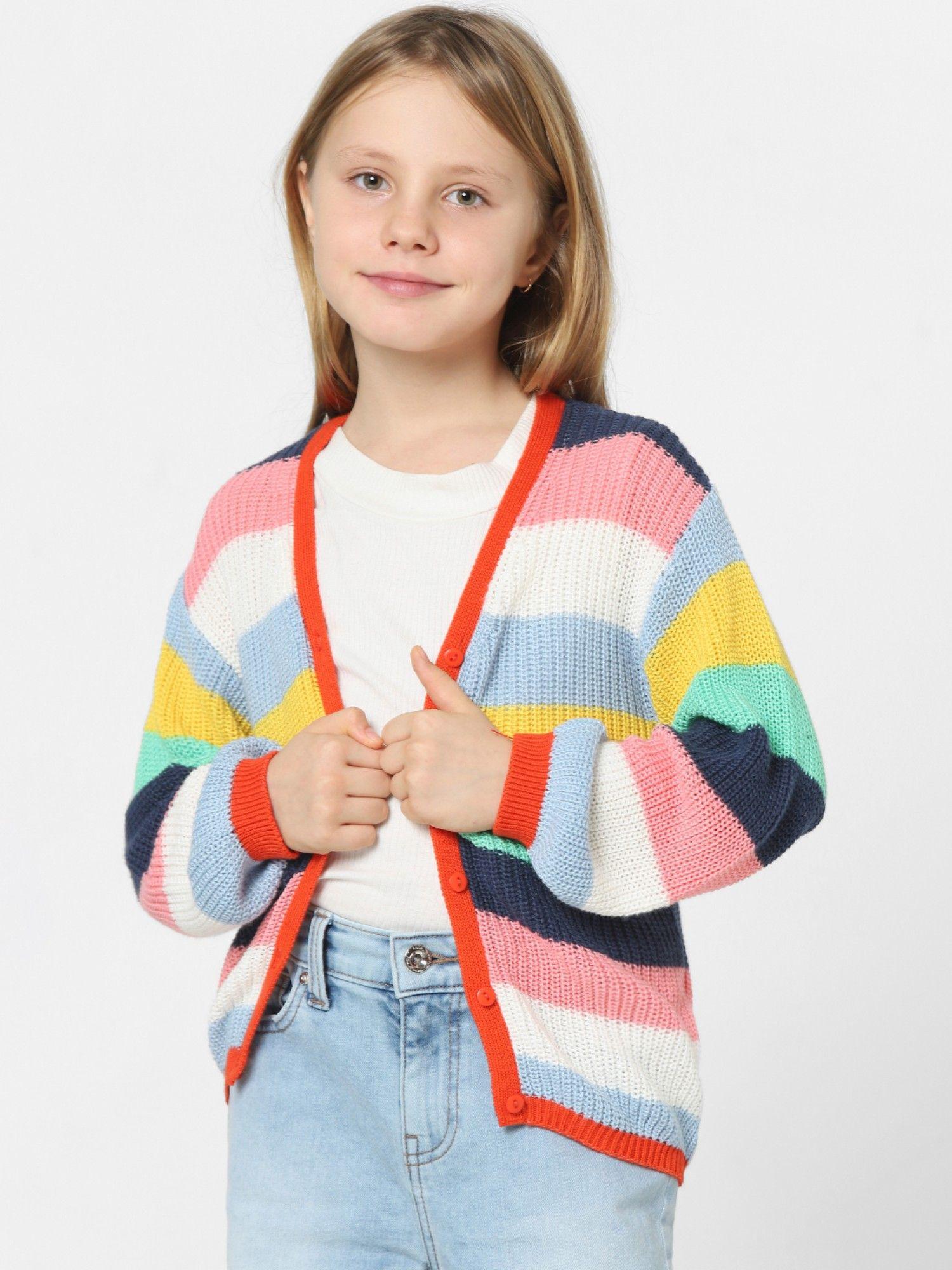 girls striped multicolor cardigan