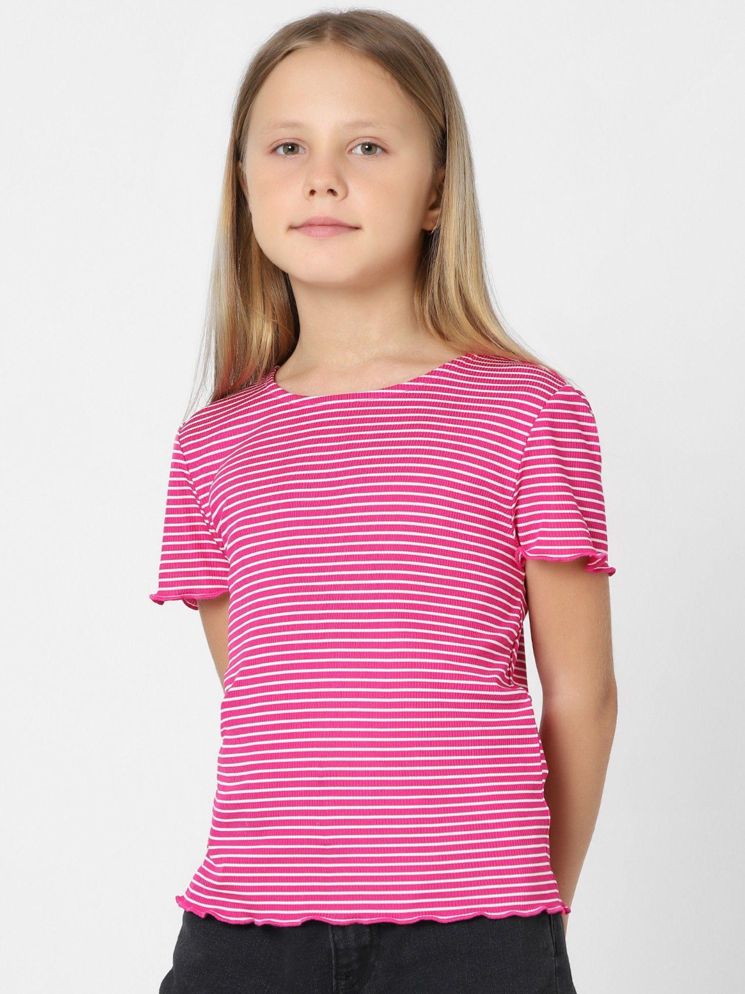 girls striped pink t-shirt