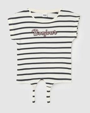 girls striped print regular-fit t-shirt