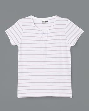 girls striped regular fit round-neck t-shirt