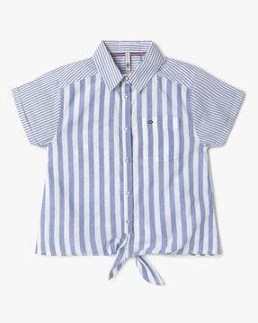 girls striped regular fit shirt