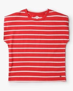 girls striped regular fit t-shirt