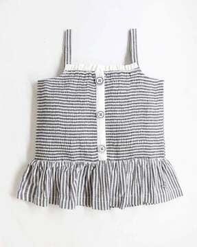 girls striped regular fit top with smoked detail