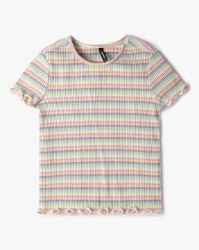 girls striped round-neck top