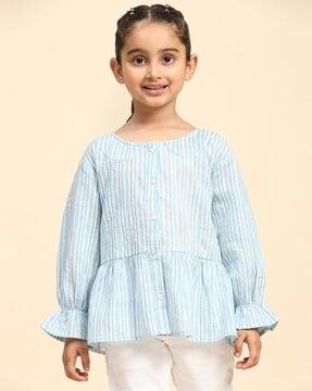 girls striped round-neck top