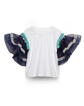 girls striped round-neck top