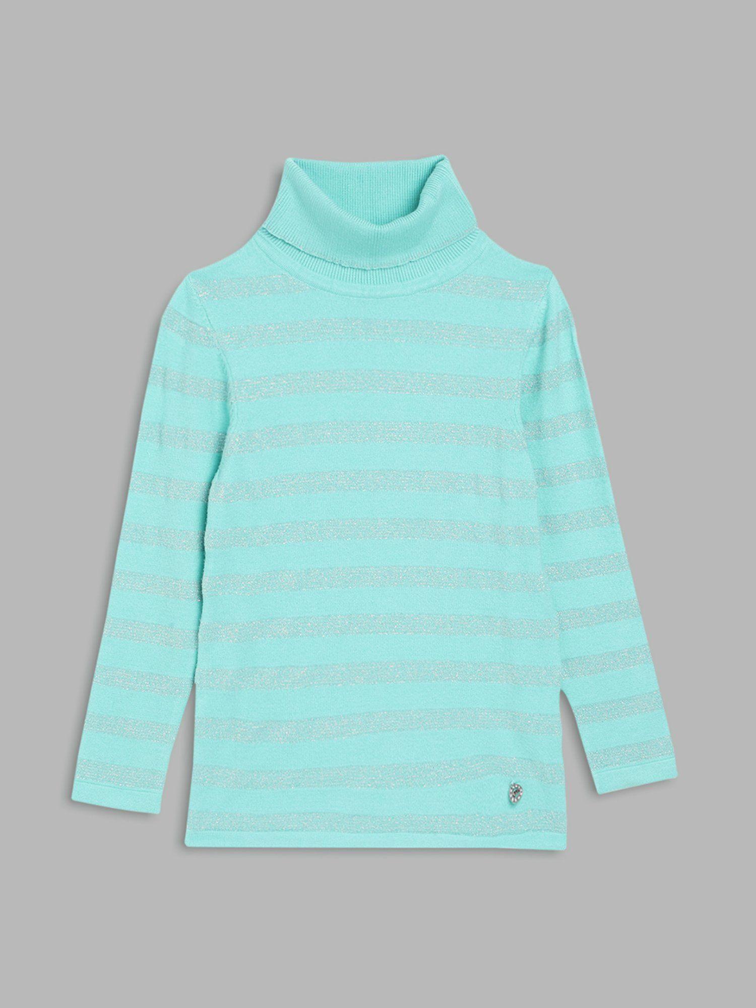 girls striped sea green sweater