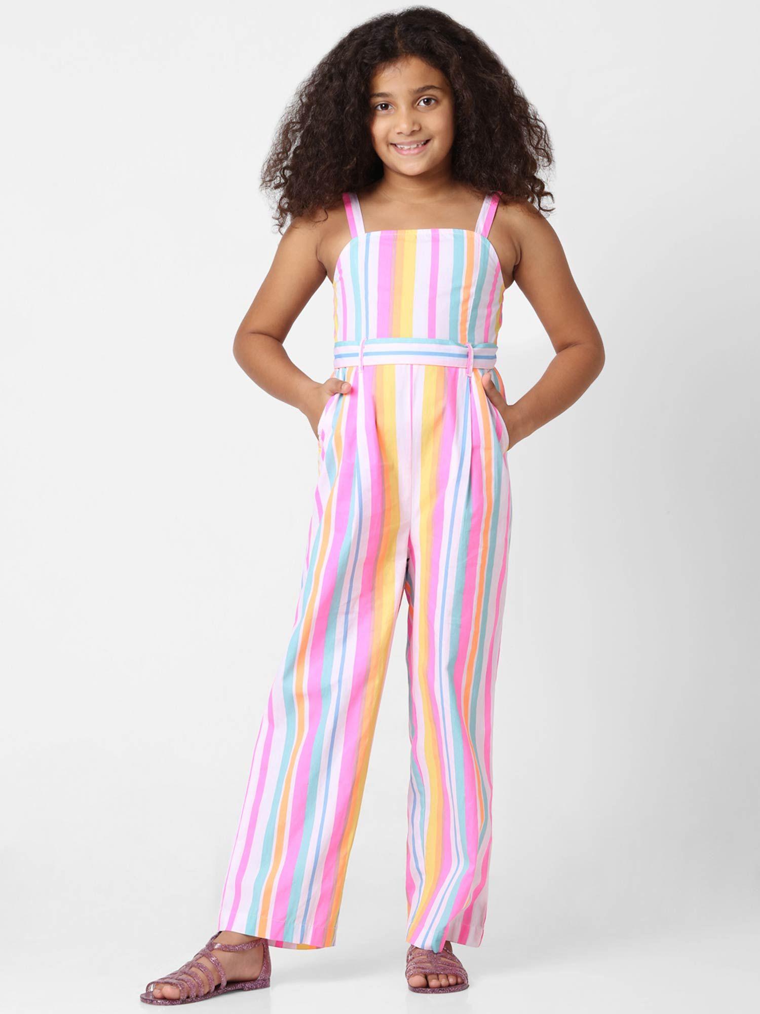 girls stripes multi jumpsuit (set of 2)