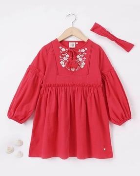 girls sustainable floral print a-line dress