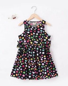 girls sustainable polka-dot print fit & flare dress