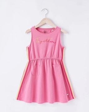 girls sustainable side tapping tie-up dress