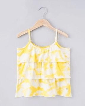 girls sustainable tie & dye print top