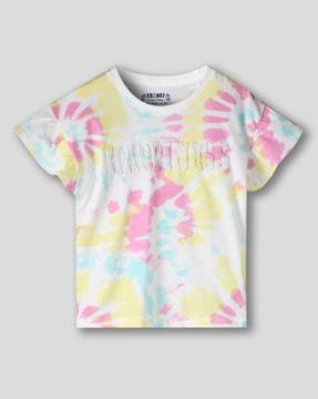 girls tie & dye relaxed fit crew-neck t-shirt