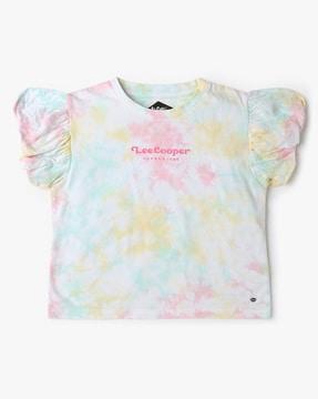 girls tie & dye relaxed fit round-neck t-shirt