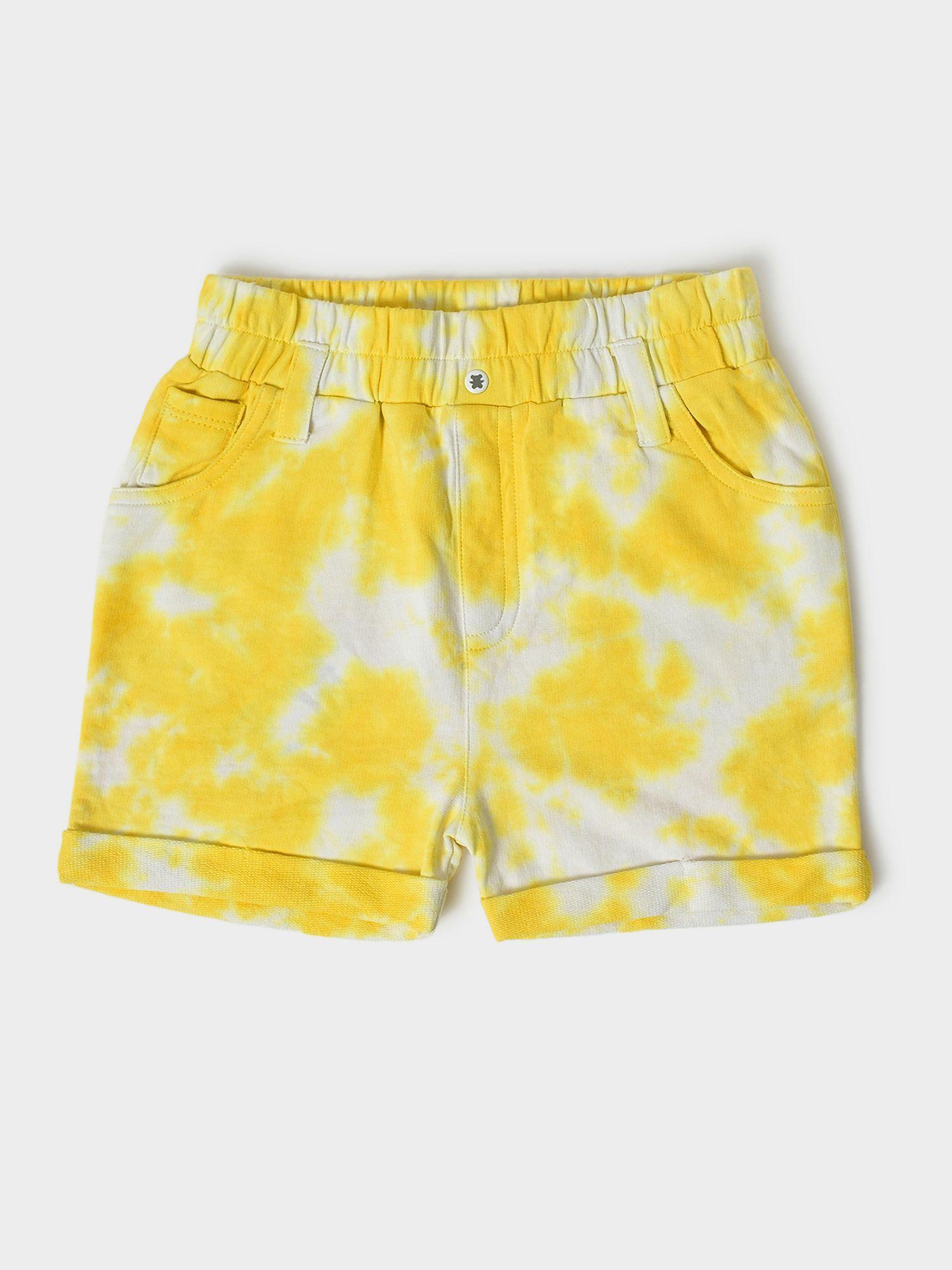 girls tie & dyed shorts yellow