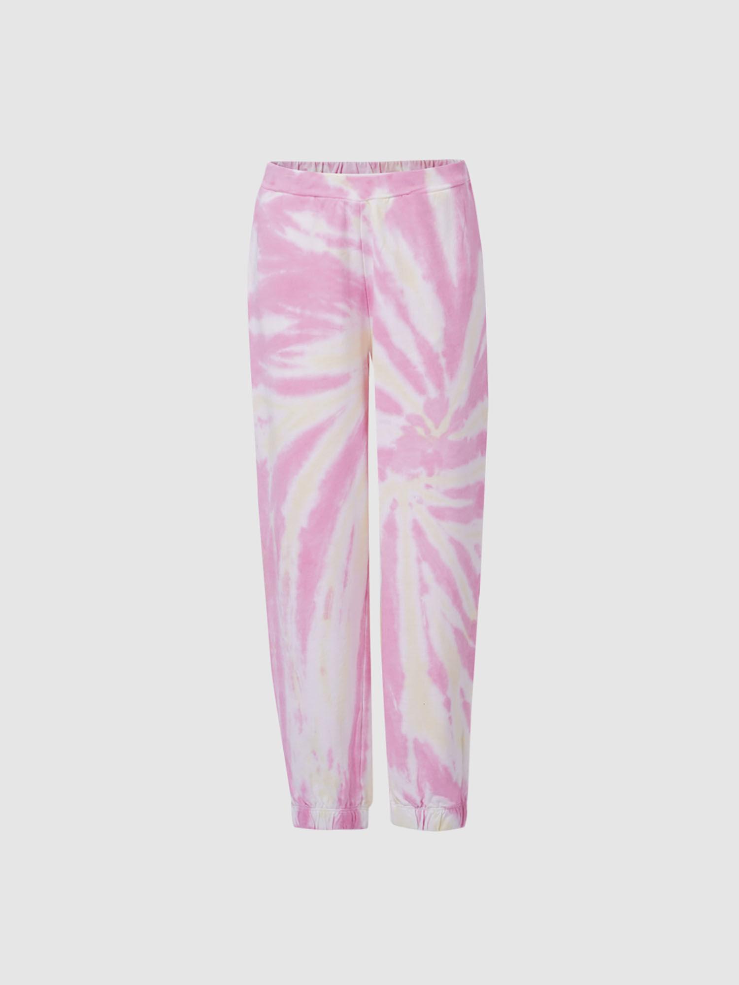 girls tie and dye pink trackpant