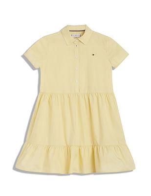 girls tiered solid polo dress