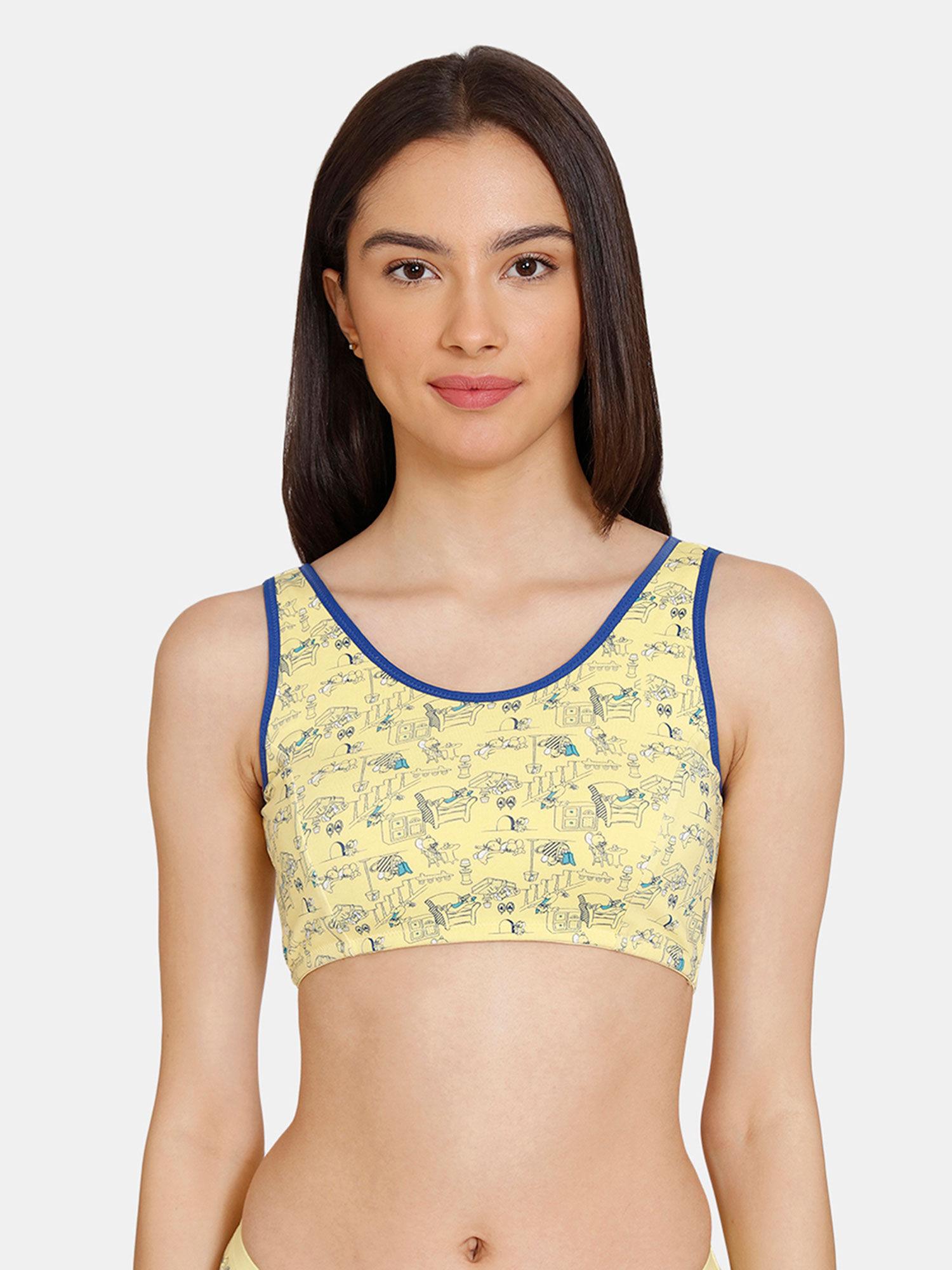 girls tom & jerry double layered non wired bra pale marigold yellow