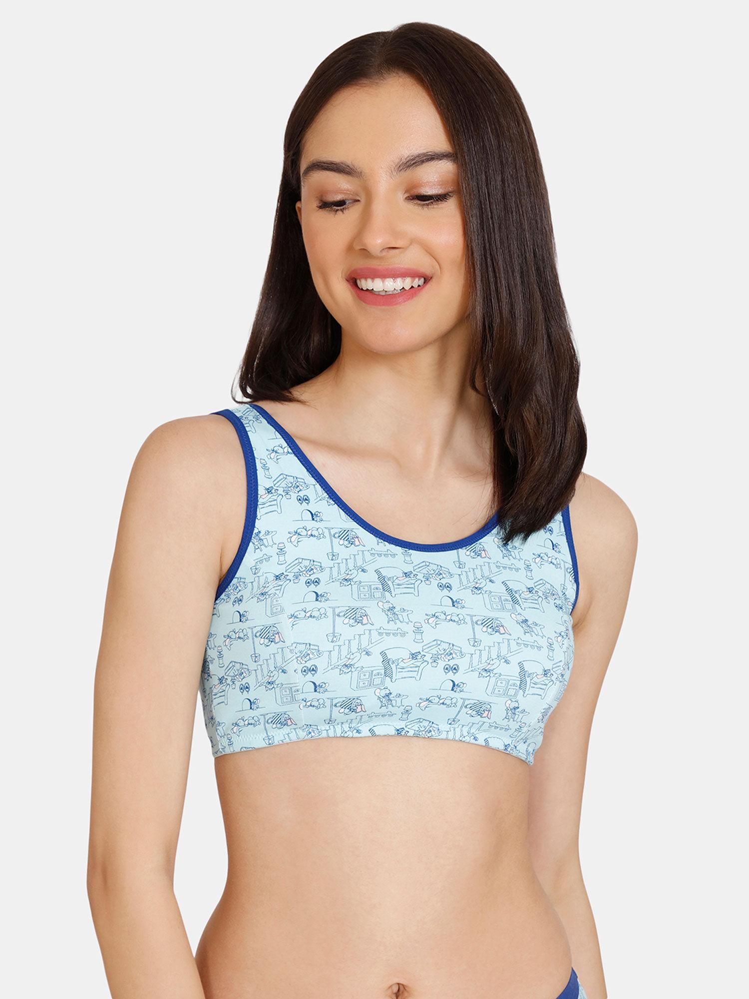 girls tom & jerry double layered non wired full coverage bra clearwater blue