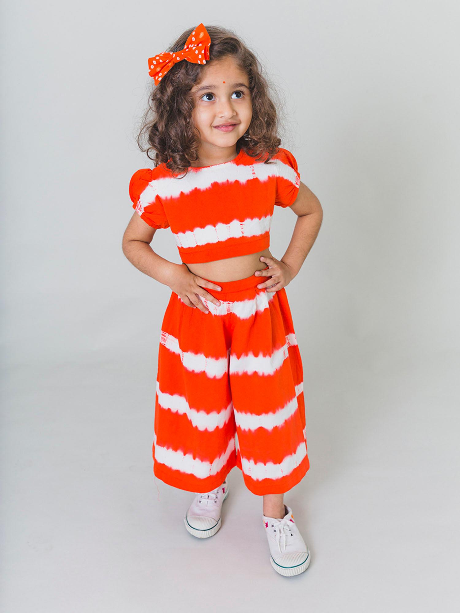 girls top stripe - orange (6-7 years)