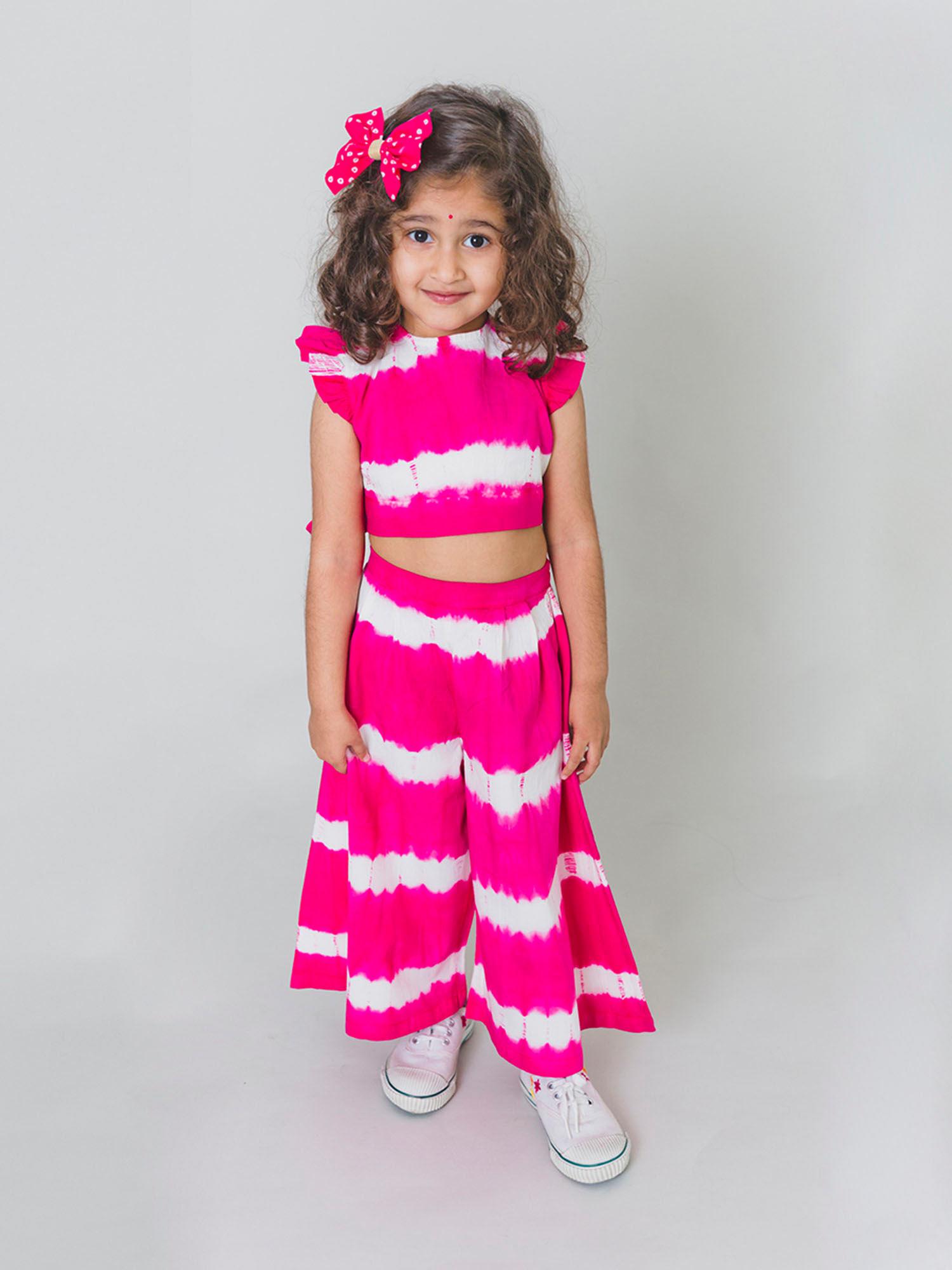 girls top stripe - pink (6-7 years)