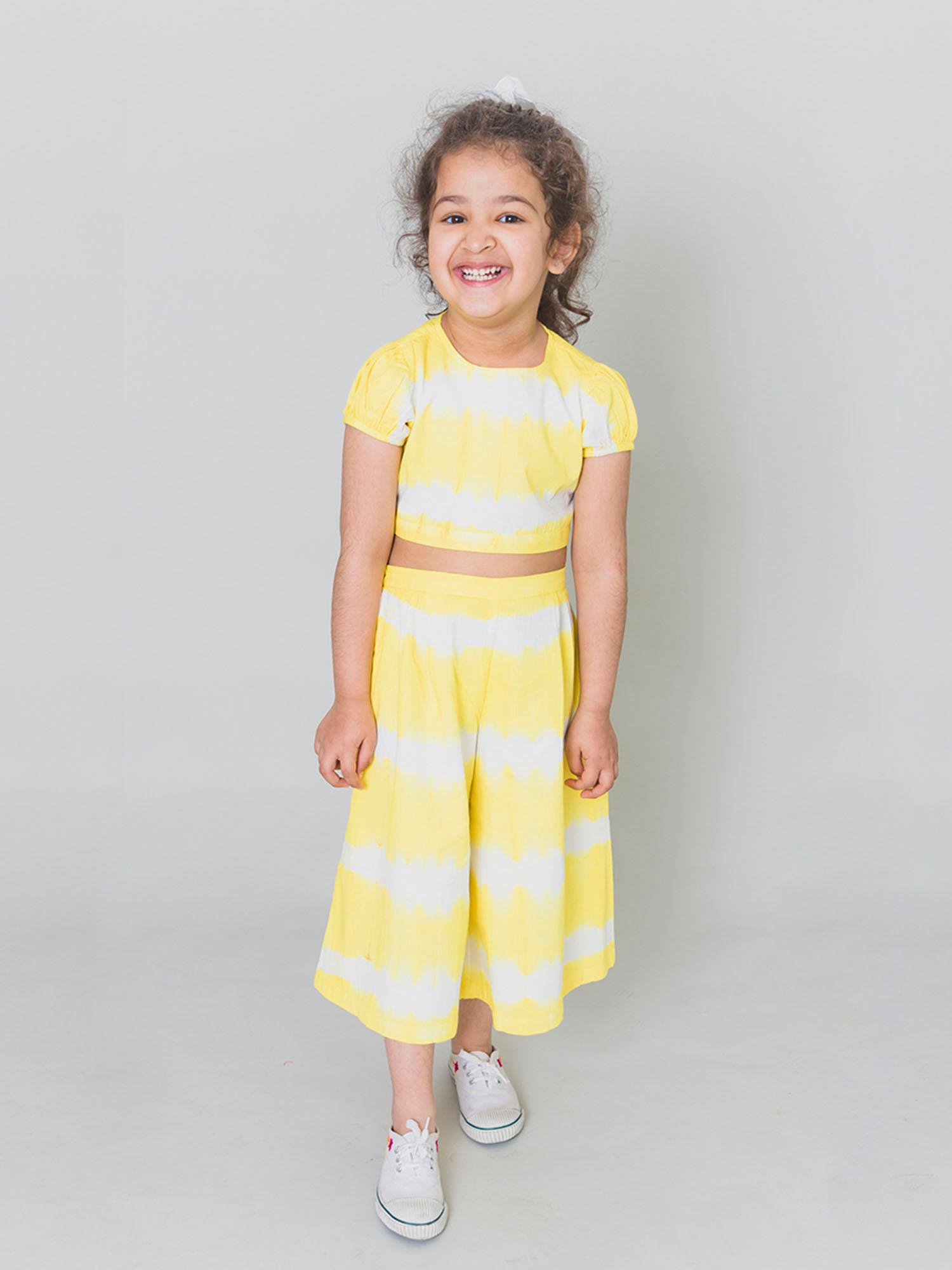 girls top stripe - yellow (6-7 years)
