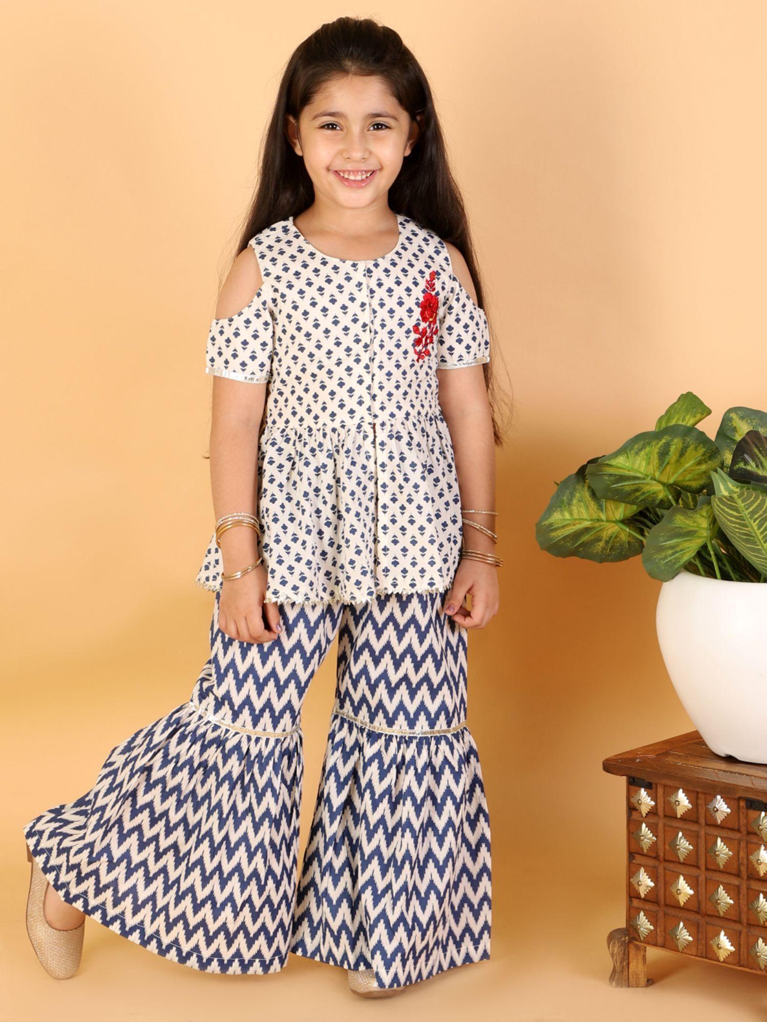 girls top with sharara (set of 2)