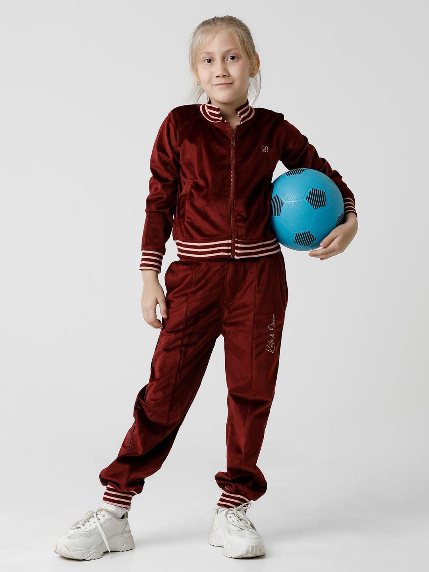 girls trackpant - maroon