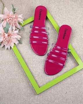 girls transparent mutli-strap flat sandals