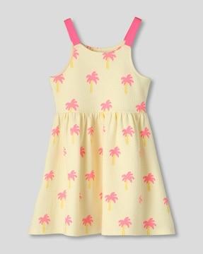girls tropical print fit & flare dress