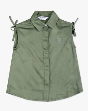 girls tunic shirt with logo embroidery