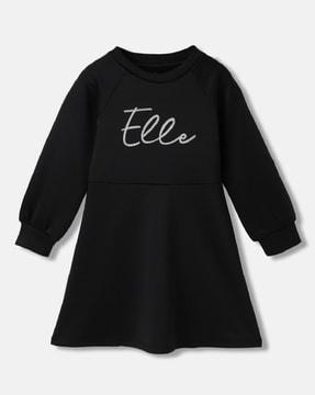 girls typographic print a-line dress