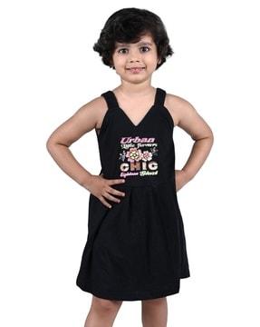 girls typographic print a-line dress